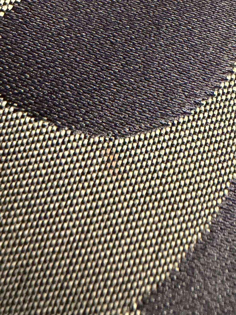 Coach navy , gray & metallic silver signature jacquard with navy leather trim.